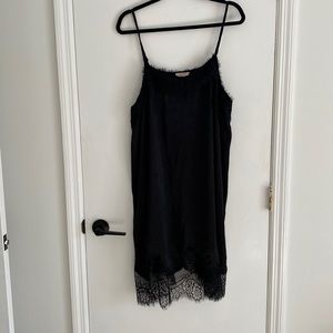 ODDY Boutique Satin Black Lace Cami Slip Dress